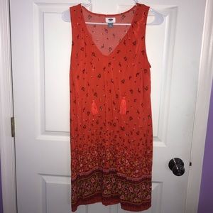 Old Navy Coral Floral Sleeveless Shift Dress